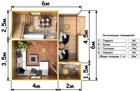 Проект дома 6х6