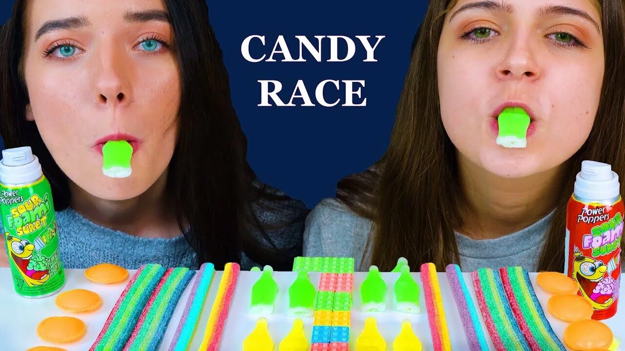 Eating race. Candy Race. Candy ASMR. Sour Candy Jane.