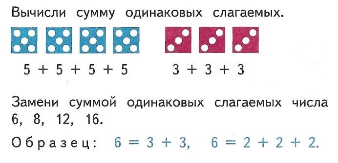 Задачи на сложение одинаковых слагаемых. Замени сумму одинаковых слагаемых умножением. Сумма одинаковых слагаемых 2 класс. Сложение одинаковых слагаемых.