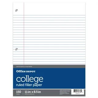 Office Depot Notebook Filler Paper, College-Ruled, 8 1/2in. x 11in., 3.