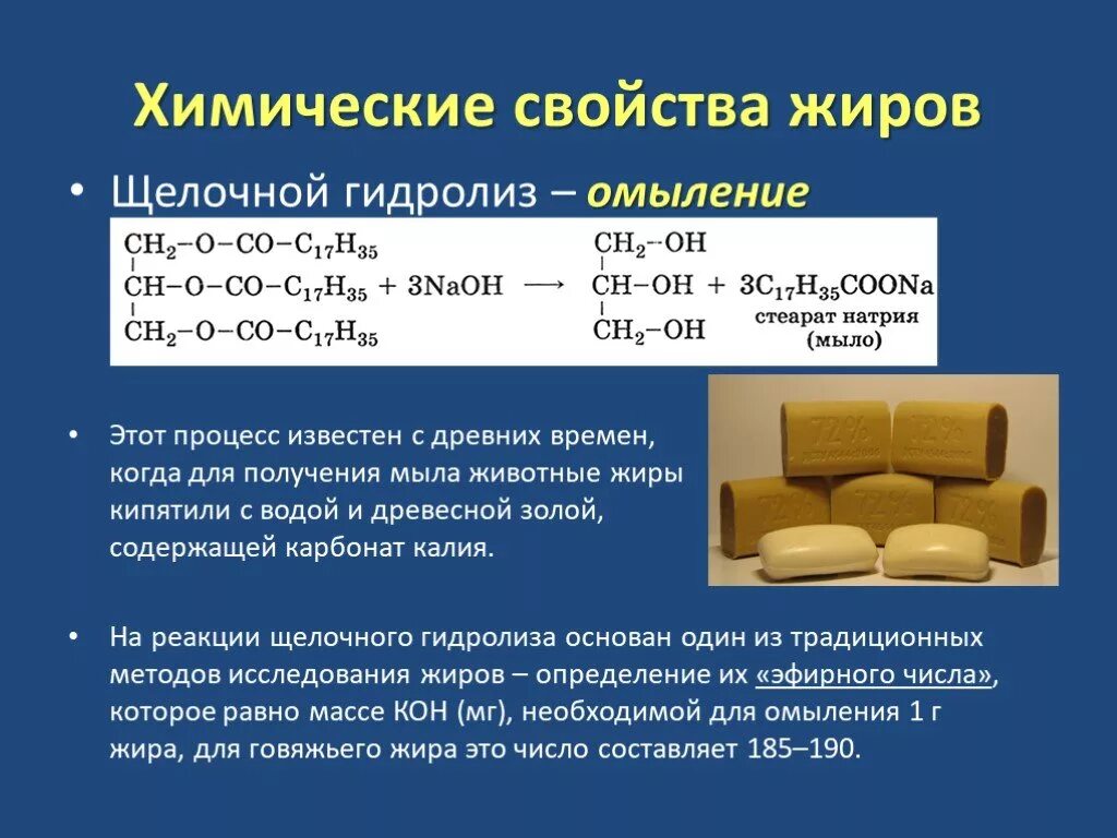 Презентация гидролиз жиров. Омыление жира реакция химическая. Омыление – это химическая реакция жиров с:. Химические свойства жиров омыление. Химическая реакция омыления.