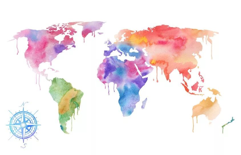 World is colours. Карта акварель. World Travel акварелью рисунок.
