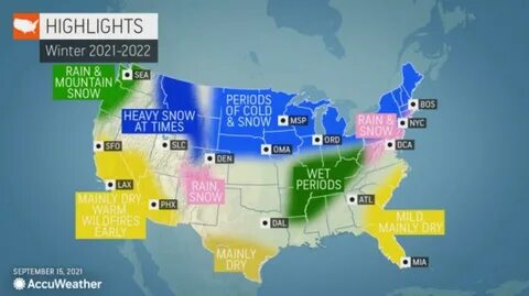 This map shows what long-range forecasters from AccuWeather are predicting ...