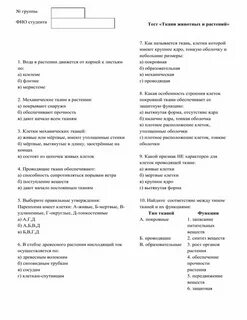 Тест по биологии ткани организма человека