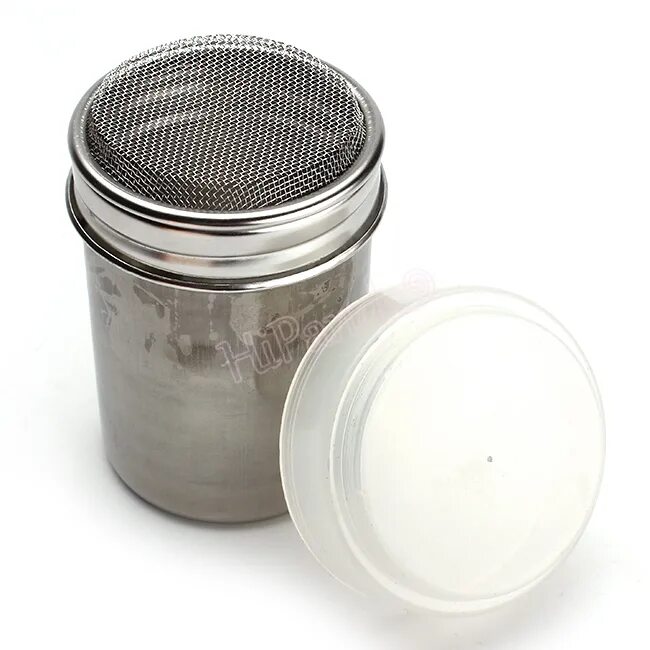 диспенсер для сахарной пудры. кружка для просеивания муки. штука для сахарной пудры. сахарная пудра. дозатор для сахарной пудры.