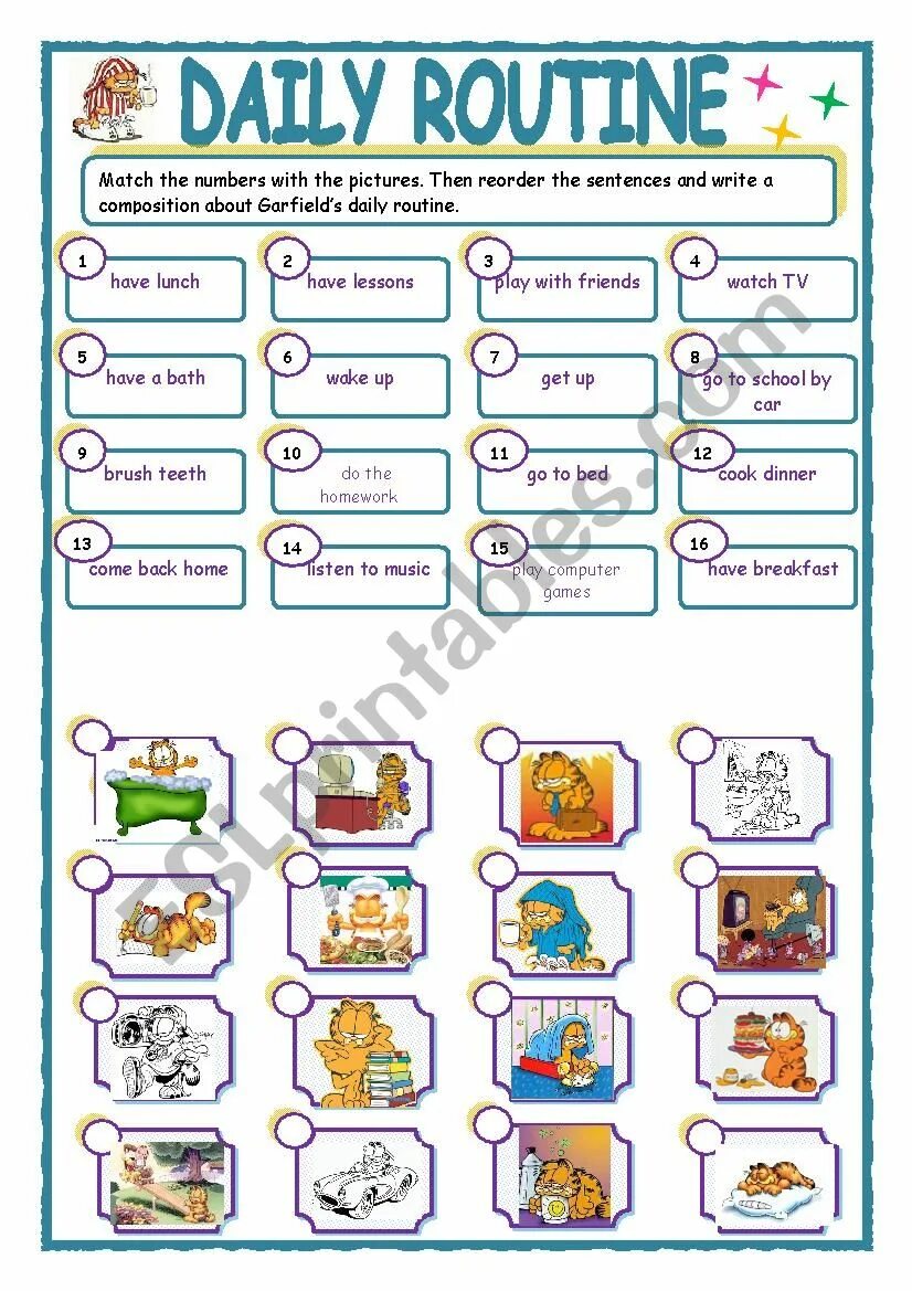 Daily routine огэ. Garfield daily routine. garfield&#039;s routine. daily routine board game. daily routine of a cat.
