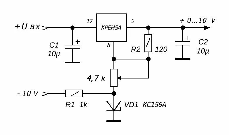 Регулятор 5 вольт. Стабилизатор кр142ен12а схема включения. Регулируемый стабилизатор напряжения на кр142ен12а. Схема стабилизатора напряжения на 5 крен регулируемый. Стабилизатор кр142ен 5 вольт микросхема.