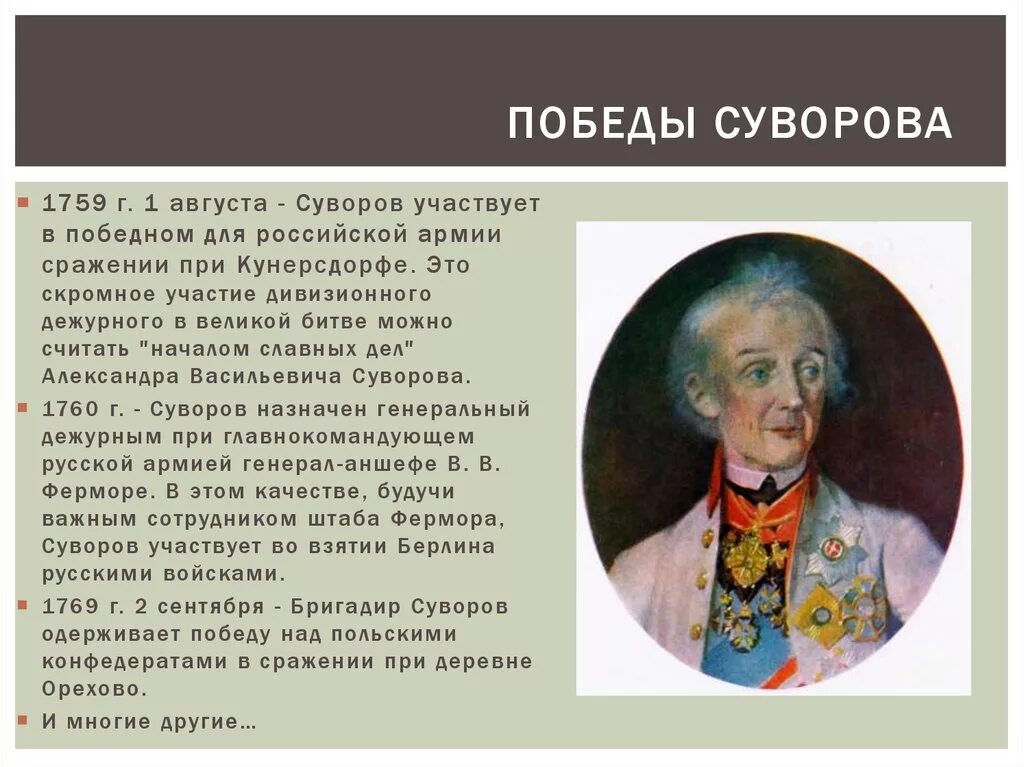 Суворов Великий полководец. В каких сражениях участвовал суворов названия