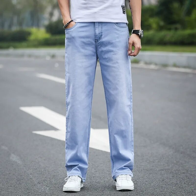 Купить летние джинсы мужские тонкие. Джинсы Bigrey. Прямые джинсы мужские. Светлые джинсы мужские широкие. Джинсовые брюки мужские.