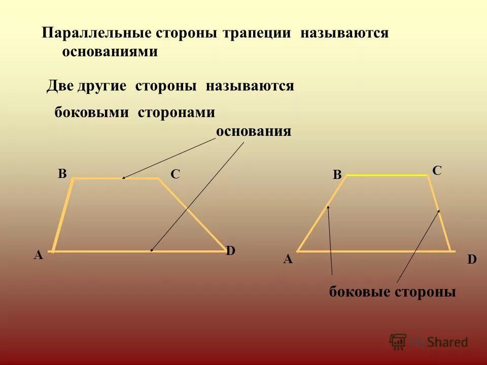 Назовите стороны четырехугольника