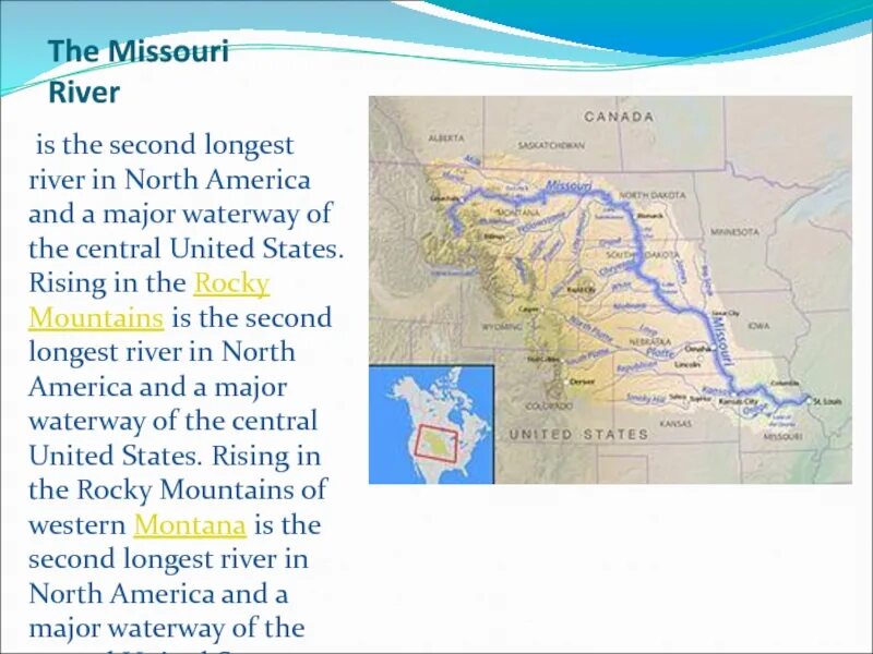 К какому бассейну относится река миссури. Река Миссури доклад. Режим реки Миссури. Сообщение о реке Миссури Северной Америки. Интересные факты о Миссури.