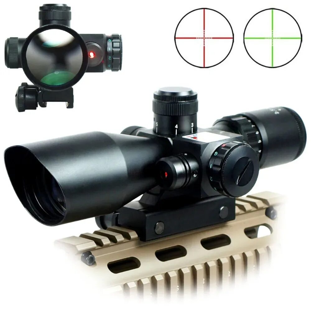 Оптический прицел Rifle scope 2.5-10x40. Оптический прицел Airsoft 4x32. Оптический прицел illuminated Red Dot. Лазерный прицел бързомер оптика Riflescope 4x20.