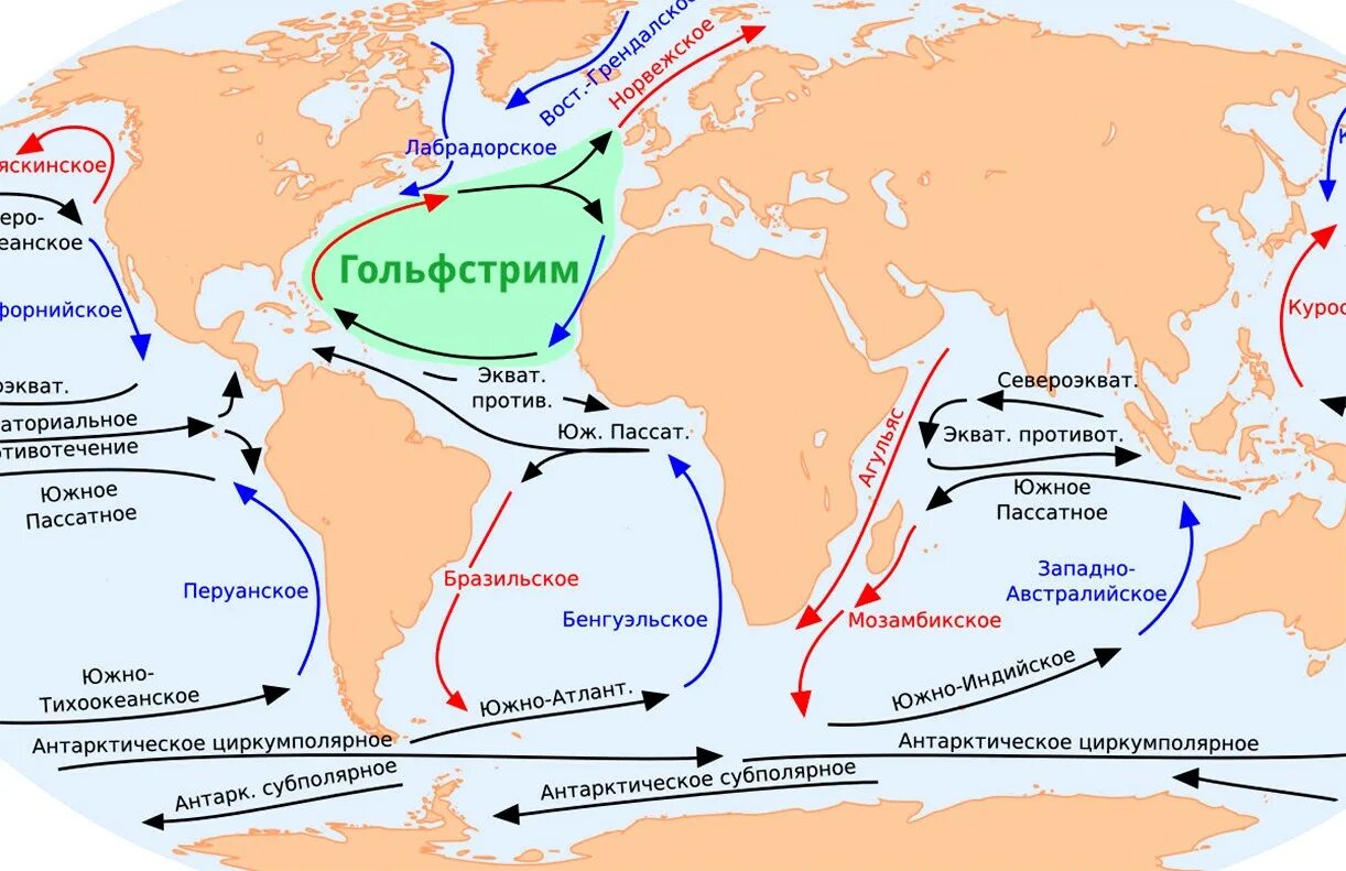 Какие течения атлантического океана. Схема течения Гольфстрим. Гольфстрим и Лабрадорское течение. Гольфстрим и Северо атлантическое течение на карте.