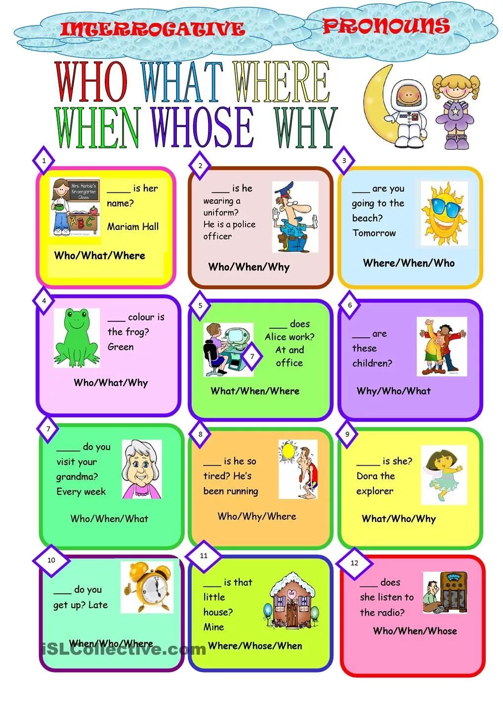 Fill in who whose what where why
