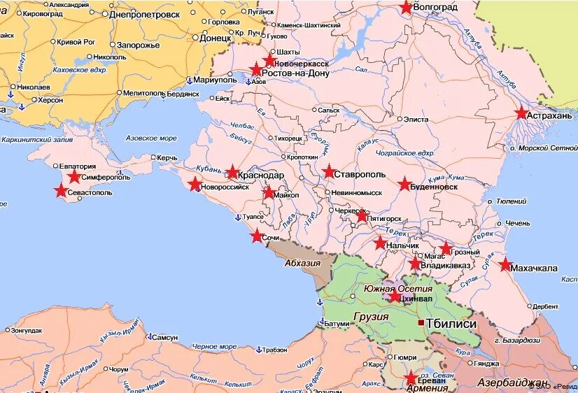 Где находится г южный. Карта Юга России с городами. Подробная карта Юга России. Карта Юга России с городами подробная. Карта Юга России с городами и областями.