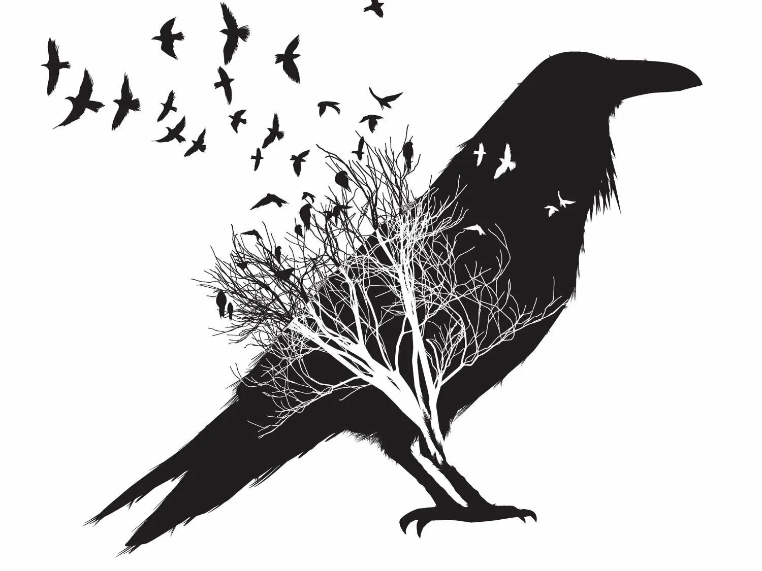 Птицы падают с деревьев. Ворона. Ворон рисунок. Силуэт дерева с птицами. Ворон на ветке.