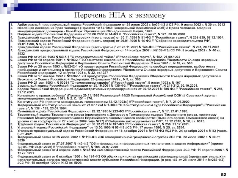 Собрание законодательства российской федерации 2002. Перечень НПА. Перечень нормативно-правовых актов. Собрание законодательства Российской Федерации. Перечень налоговых нормативных правовых актов.