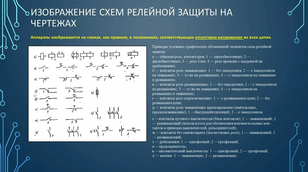 Основы релейной защиты. Обозначения в релейной защите. Изображение схем релейной защиты на чертежах. Элементы схем Рза. Принципы выполнения релейной защиты.