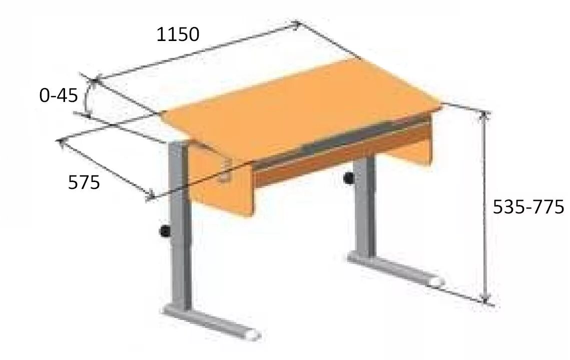 Высота школы стола. Стол ученический одноместный с изменяемой высотой габариты 700.500.580.760. Парта-конторка чертеж. Школьная парта сбоку чертеж. Парта ученическая чертеж.