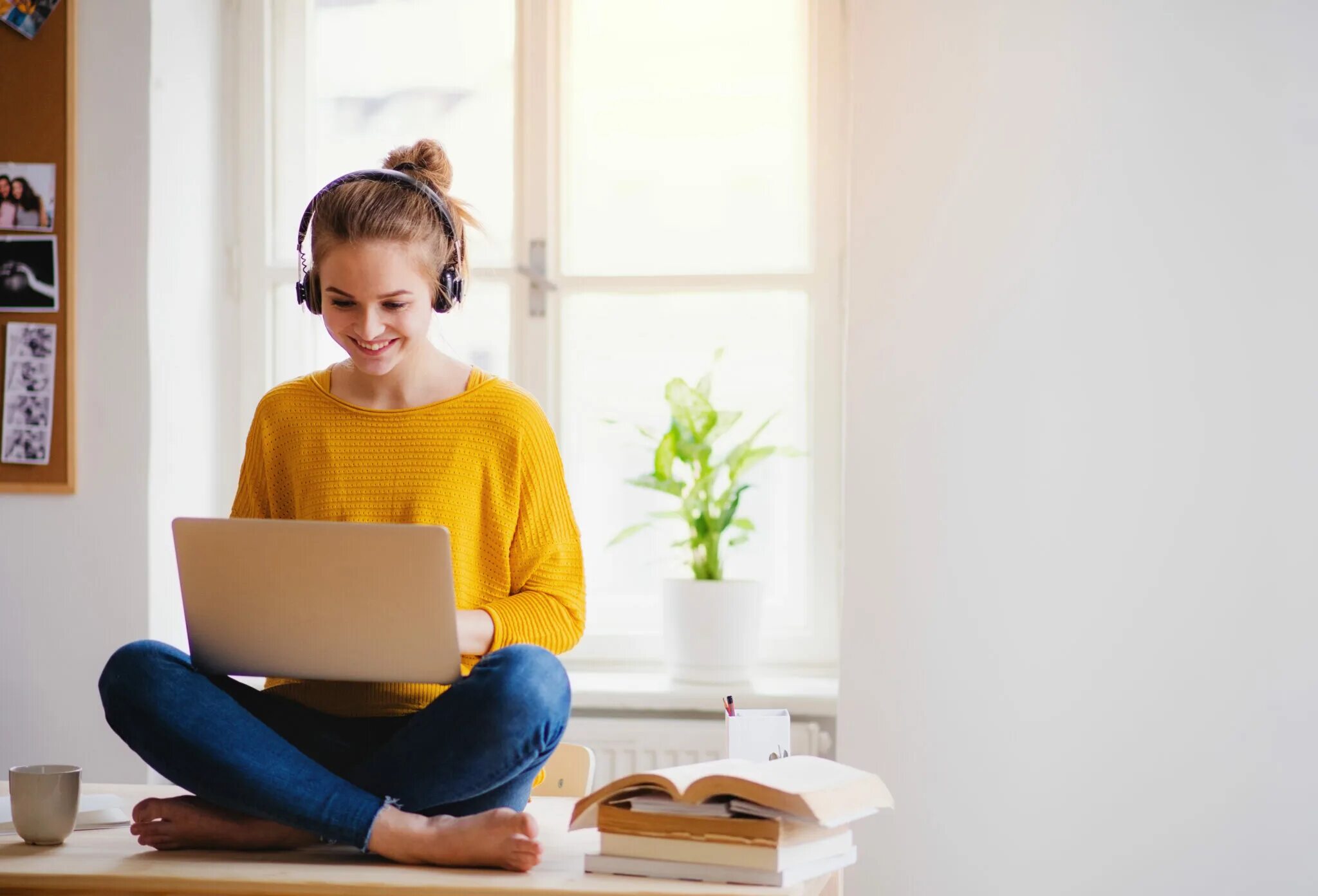 Is she on the computer