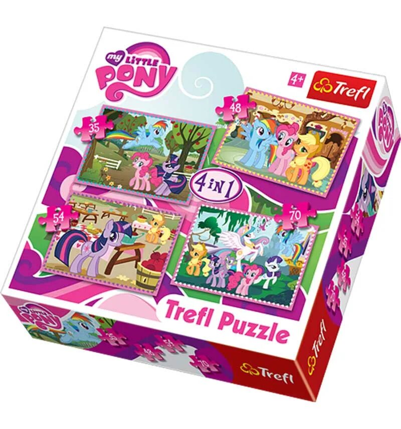 Пазлы пони. Пазлы пони Трефл 4. Пазлы Trefl Puzzle my little Pony. Пазлы пони Трефл 4 in 1. Пазл 4 в 1 my little Pony.