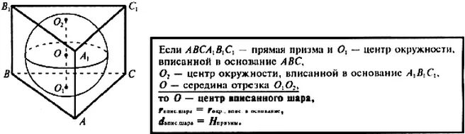 Призму вписан шар радиус. Треугольная Призма вписанная в шар. Правильная треугольная Призма вписана в шар. Шар вписанный в призму. Радиус шара вписанного в призму.