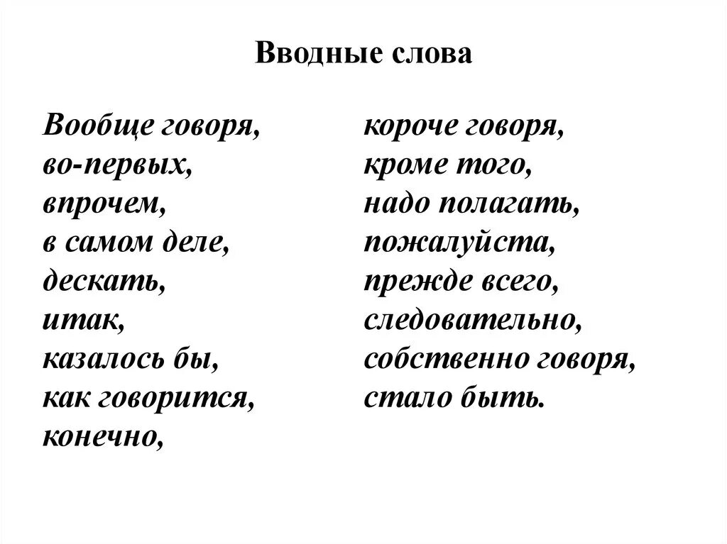 Вводные слова. Вводный. Водные слова. Все вводные слова.