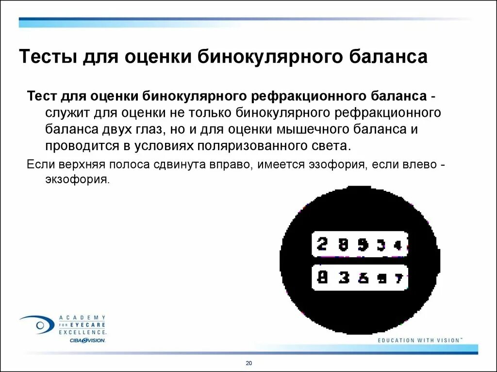 Тест для оценки бинокулярного баланса. Тесты в оптометрии. Проектор знаков тесты. Тест на бинокулярное зрение.