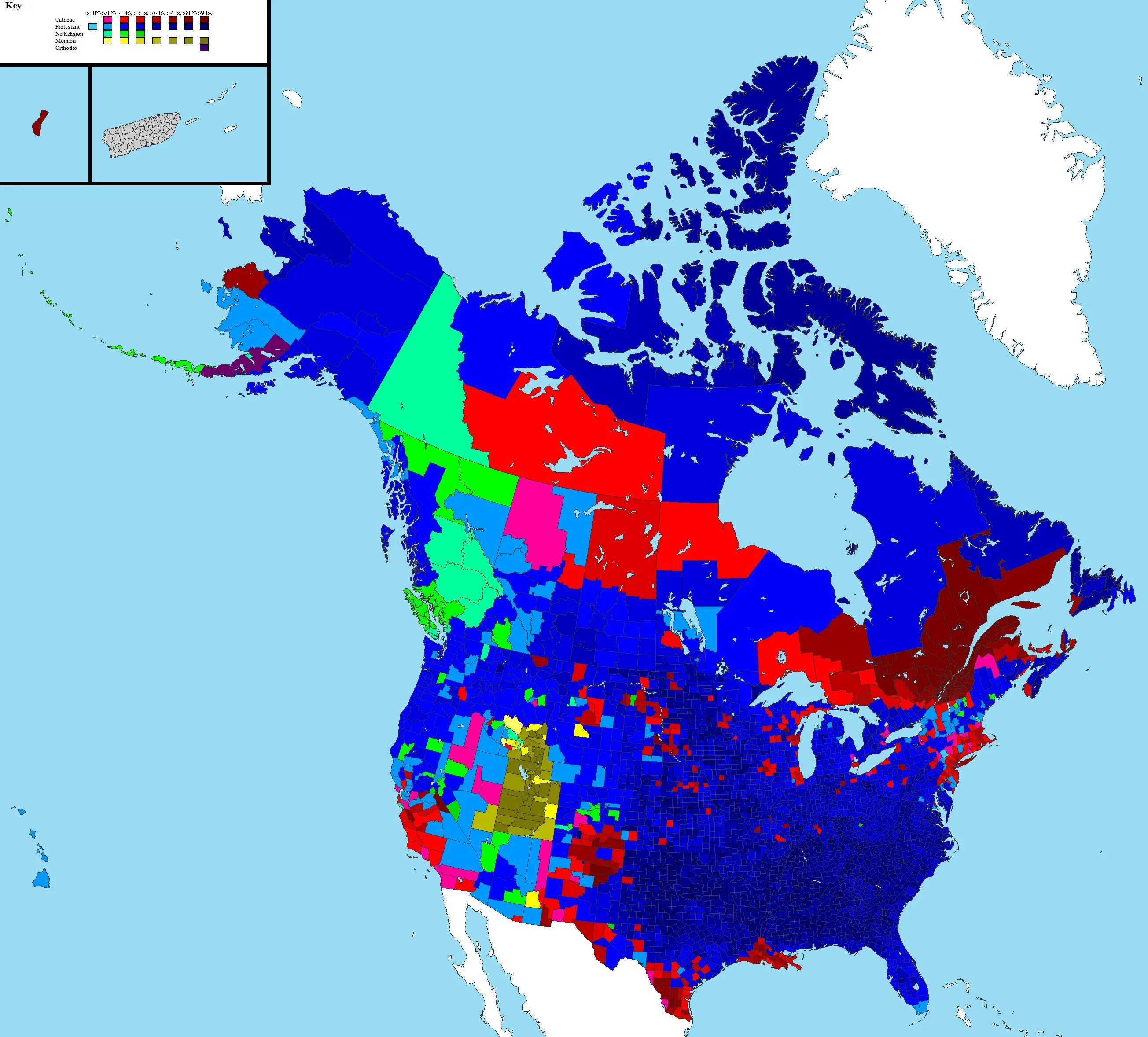 Большая часть северной америки говорит на языке. Карта религий США. Этническая карта Канады. Религиозная карта Северной Америки. Религии Северной Америки карта.