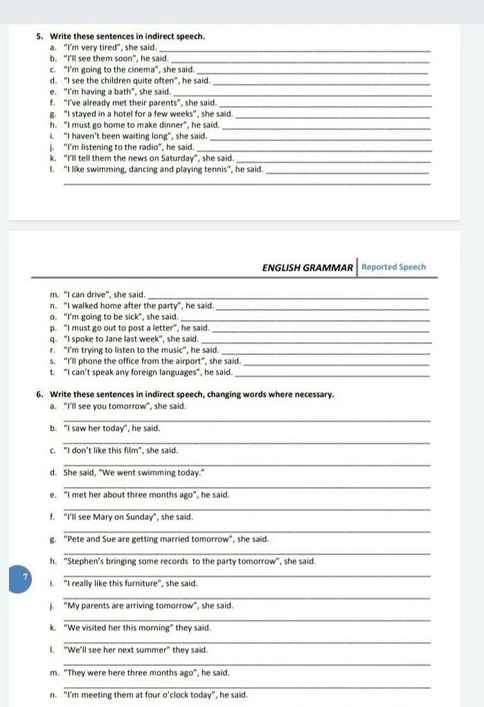 Rewrite the following sentences into the