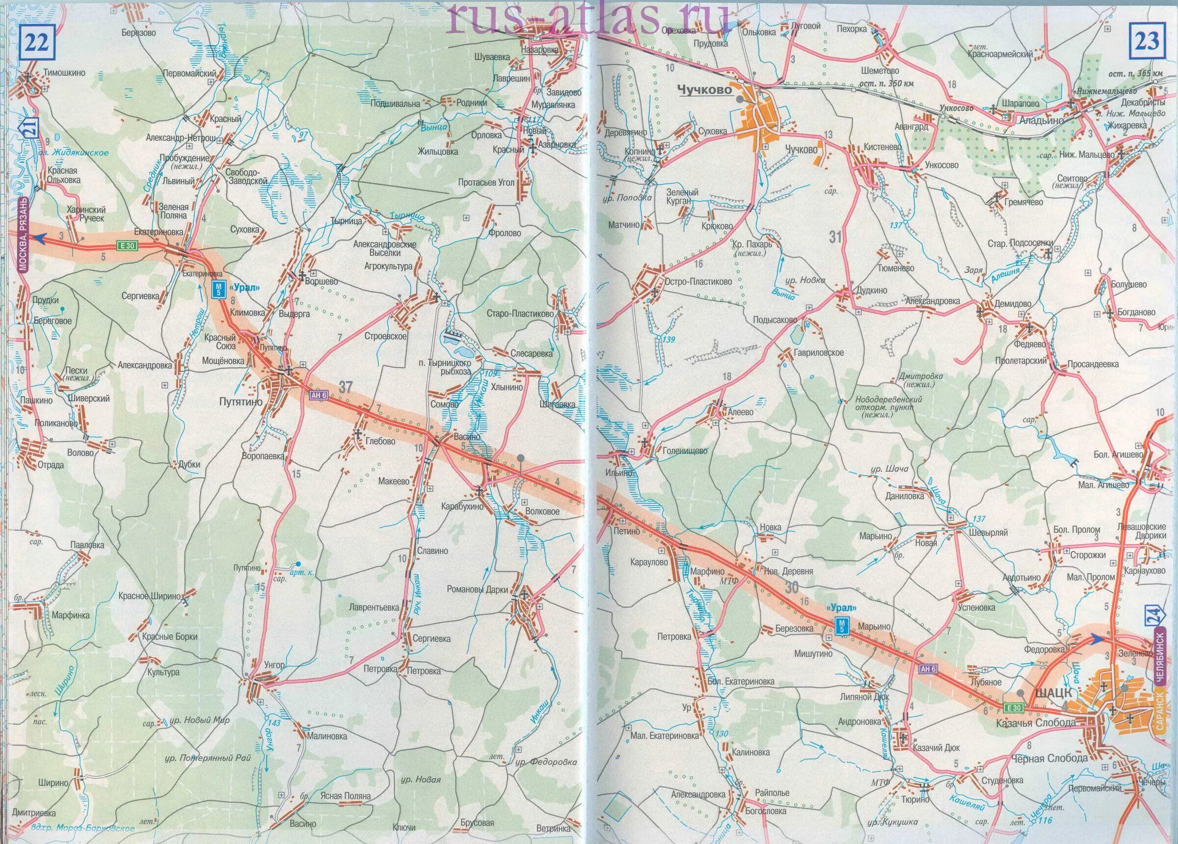 Карта дорог рязанской. Трасса м5 на карте России Шацк. Трасса м5 Рязань на карте. Трасса м5 Мордовия на карте. Трасса м5 Шацк на карте.