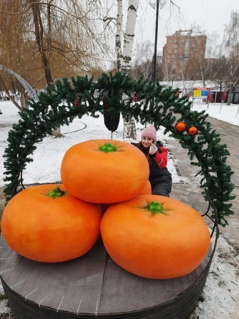 Мандарин орел. Огромный мандарин. Разрисованные мандарины новогодние. Мандариновый парк. Новогодний детский парк в Орле.