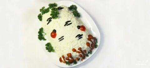 Салат белая береза с курицей и яблоком