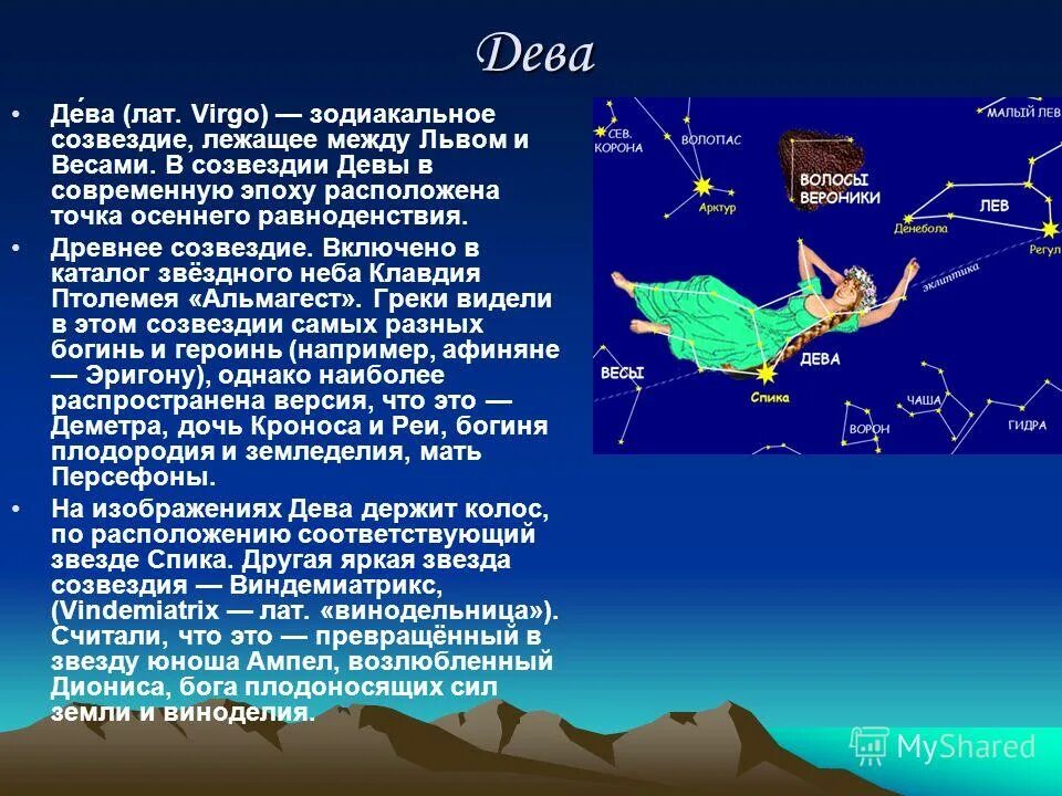 Созвездие весеннего неба дева. Созвездие Девы. Сообщение о созвездии Дева. Рассказ о созвездии Дева.