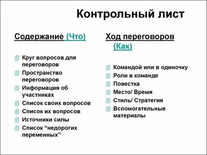 Круг вопросов на переговорах