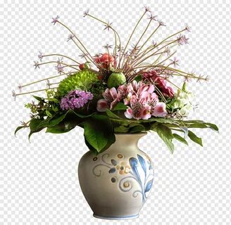 Ваза с цветами и листьями