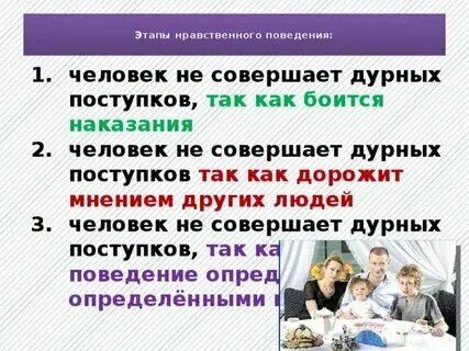 Нравственное поведение проявляется в отношении