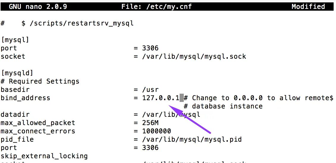 MYSQL.CNF. Bind address MYSQL. Как создать файл my CNF. Nano /etc/MYSQL/my.CNF. Bind address 0.0 0.0