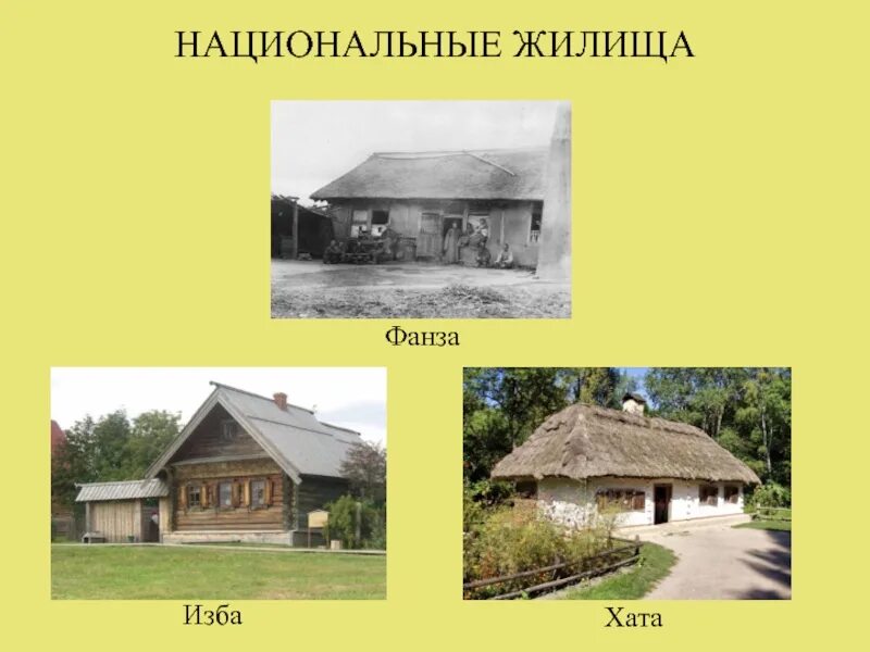 Национальные жилища. Фанза жилище. Изба и хата. Украинская Мазанка и русская изба. Типы хат