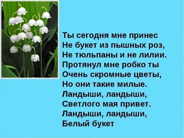 Послушать песню я подарю вам ландыши. Ландыши песня. Ты сегодня мне принес не букет из пышных роз. Ландыши текст. Слова песни Ландыши.