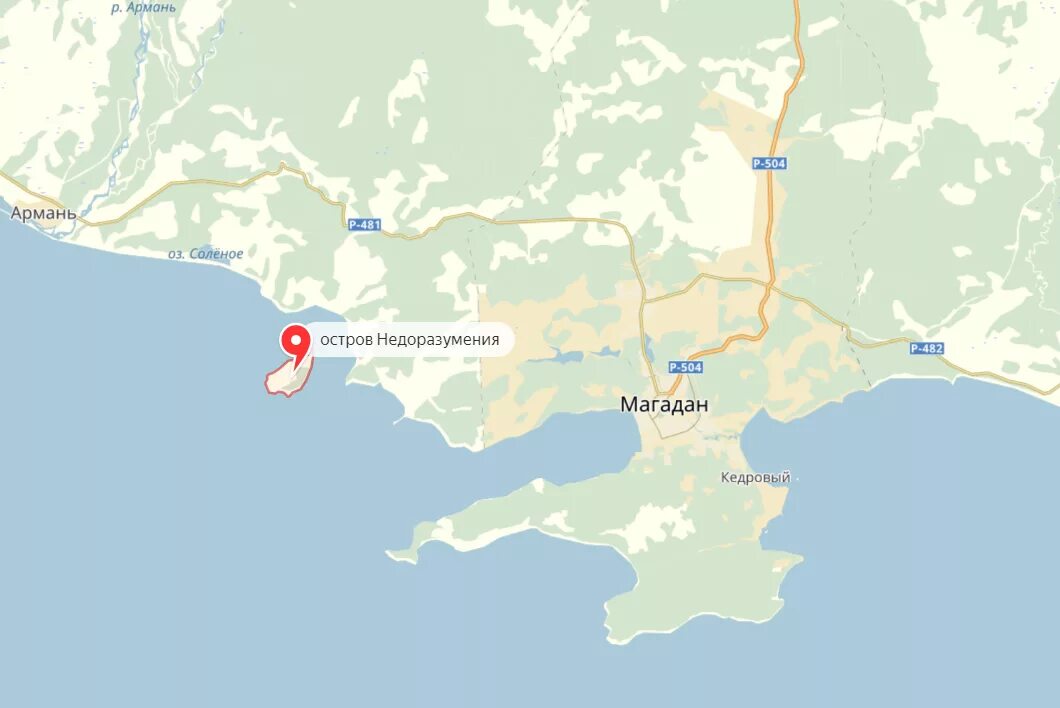 Остров недоразумения Охотское море. Остров недоразумения Магадан. Остров Магадан на карте. Остров недоразумения на карте.