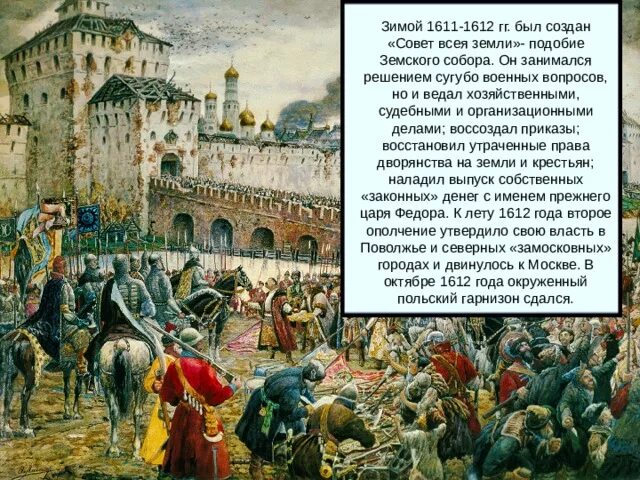 1611 1612 год. Совет всея Руси 1612. «Совет всея земля». Освобождение Москвы в 1612г..