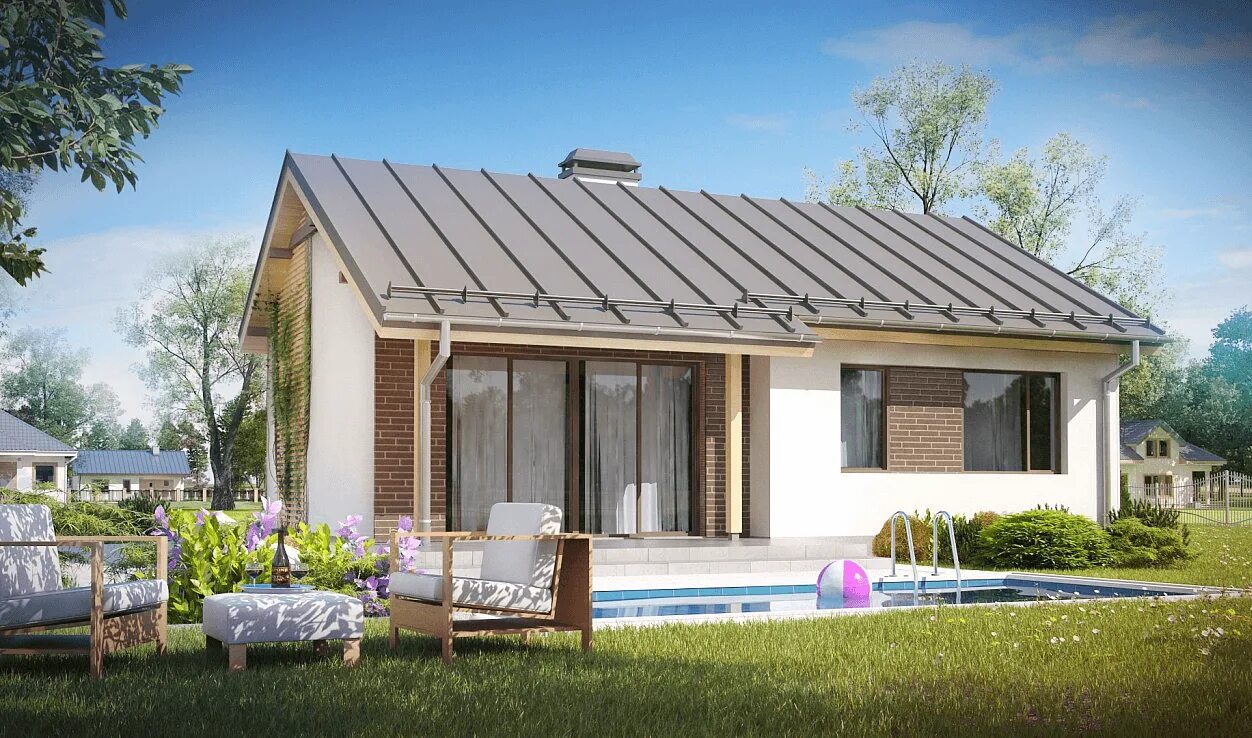 Дом 70 кв. Дом 50 70. Одноэтажный каркасный дом 50 кв м. Дом 50 70. Фасад одноэтажного дома с террасой.