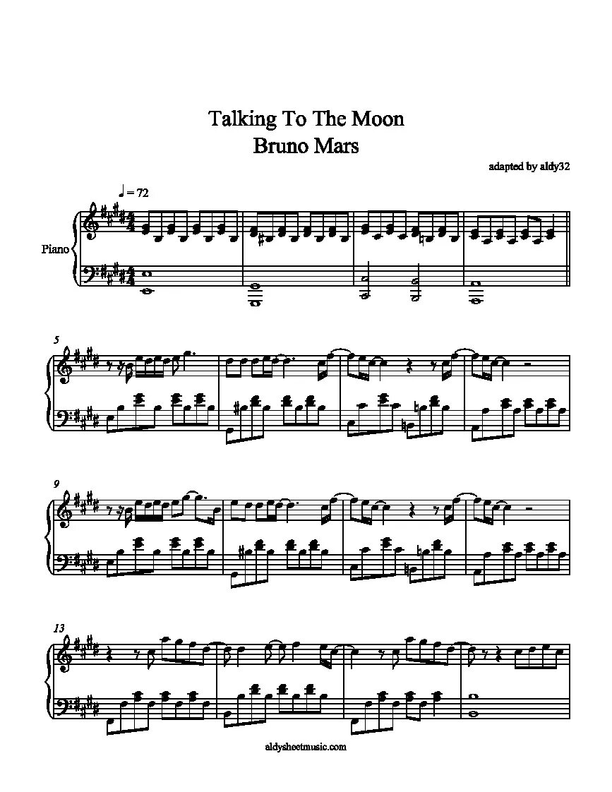 Talking to the moon bruno. Talking to the Moon Ноты. Bruno Mars talking to the Moon Ноты для фортепиано. Talking to the Moon Ноты для фортепиано. Talking to the Moon пианино Ноты.
