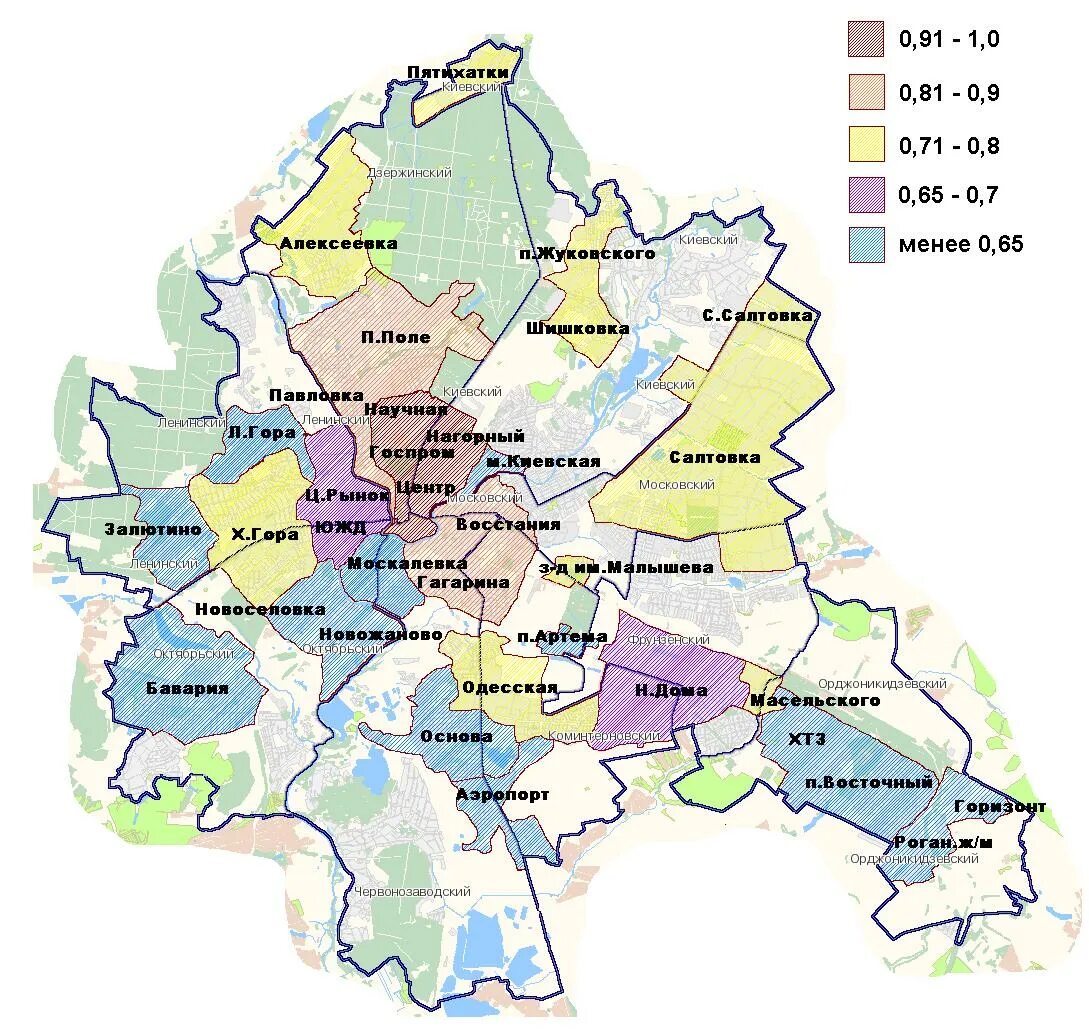 Районы харькова на карте города