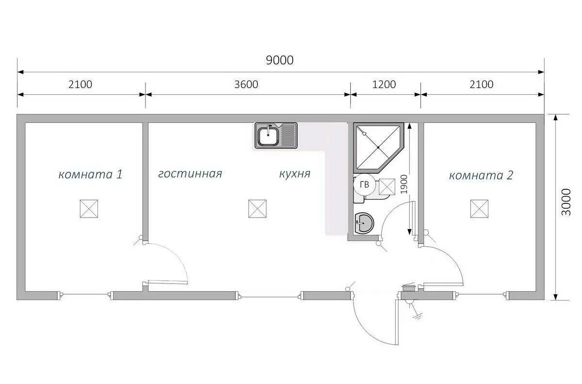 Проект кухни с санузлом. Вагончик 9х3 планировка. Планировка вагончика бытовки 9 на 3. Бытовка 9х3 планировка. Планировка бытовки 9х3 внутри.