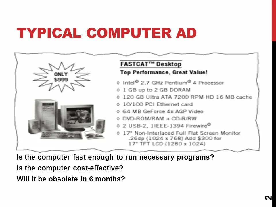 Computer ad. A typical computers. unit 2 a typical computer. typical pc user. a typical pc.