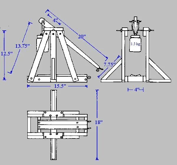 Катапульта схема постройки. Чертеж катапульты. Катапульта чертеж с размерами. Схема устройства катапульты. Требушет чертеж с размерами.