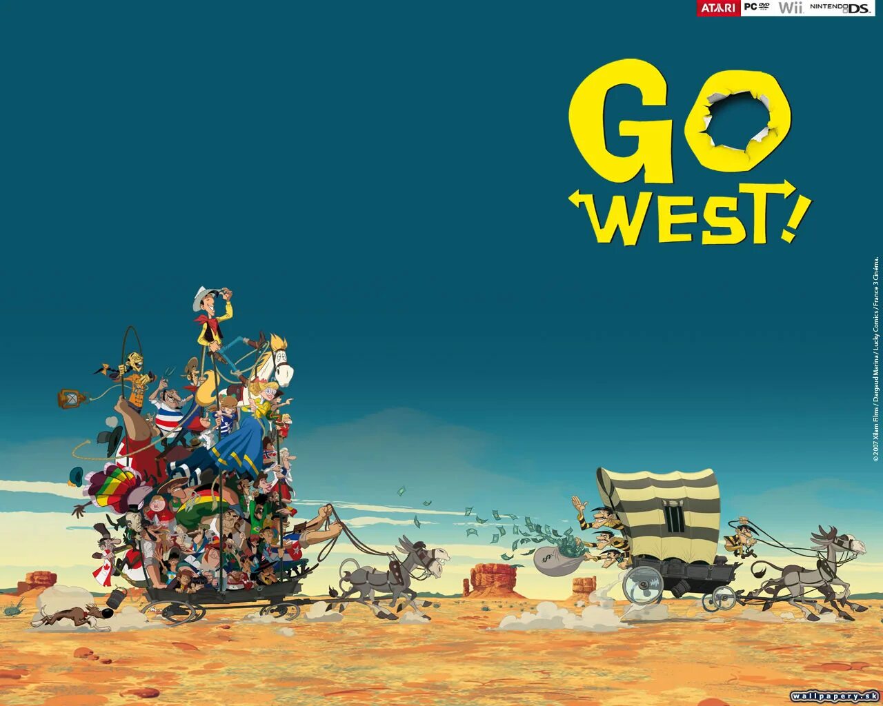 Гоу вест. Lucky Luke go West. Go West Lucky Luke Adventure Cover. Out West обои.