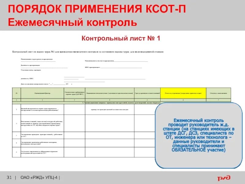 Ксот п по охране ржд. Контрольный лист. Контрольный лист в 1с. Проверочный лист. Порядок проведения КСОТ-П.